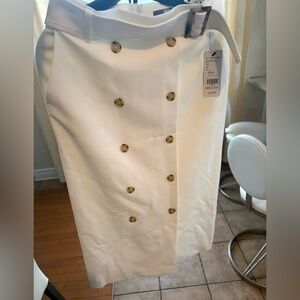 Tristan Ivory Double-Breasted Skirt with Gold Buttons